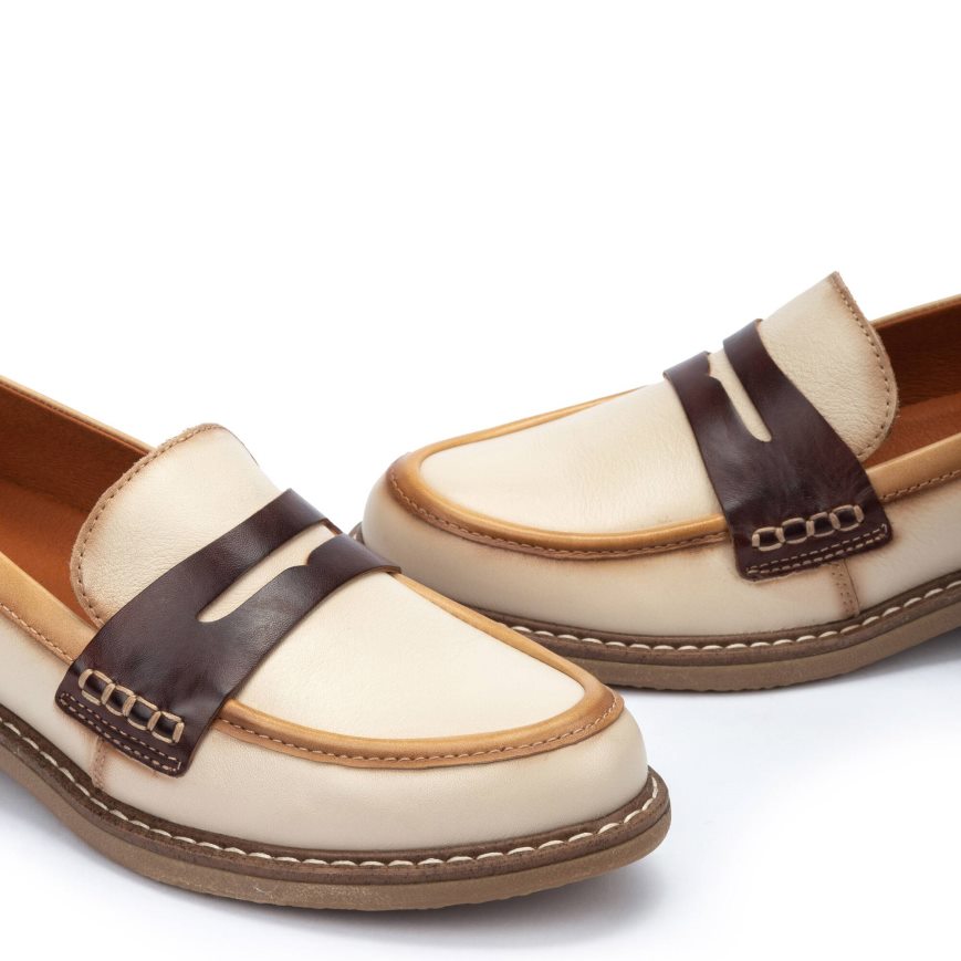 Women's Pikolinos ALDAYA Loafers Cream / Brown | NZ S5Q1209